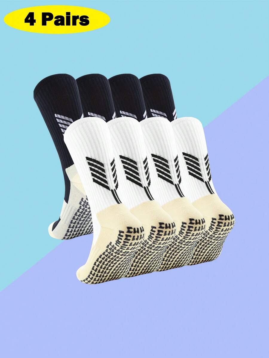 4 Pairs Football/Soccer Socks For Men, Thick Short & Long Tube Socks, Non-Slip, Durable Sports Socks - Multicolor - View 1