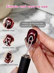 14 Pieces Double-Head Heart Magnet For Cat Eye Gel Polish Nails, Multifunctional Flower Shape Cateye Nail Magnetic Tool - Multicolor - View 5