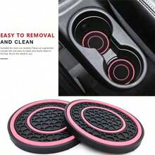 1/2/4PCS Car Cup Holder Coaster, Anti-Slip Silicone Cup Mat, Universal Fit For Most Vehicles, Noise Reduction, Spill Proof, Shockproof, Waterproof, Washable, Car Interior Accessories For Women Men  - 2pc Circular Car Coaster - View 8