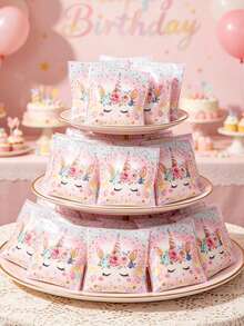 50pcs Unicorn Self-Sealing Candy Bags, Unicorn Birthday Self-Adhesive Bags, Babe Shower Small Gift Bags, Gender Reveal Snack Cookie Packaging Bags, Wedding Decor, Birthday Gifts, Party Favors - Unicorn - View 2
