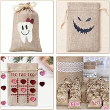 5/10pcs Premium Linen Drawstring Gift Bags, Reusable Linen Gift Bags, Suitable For Wedding Favors, Party Jewelry Storage Bags, Christmas, Coffee, DIY Crafts - View 5