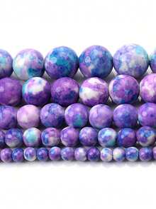 Natural Stone Beads Purple Rain Colorful Round Loose Bead For Jewelry Making DIY Bracelet Charms Accessories 6/8/10mm - Multicolor - View 3