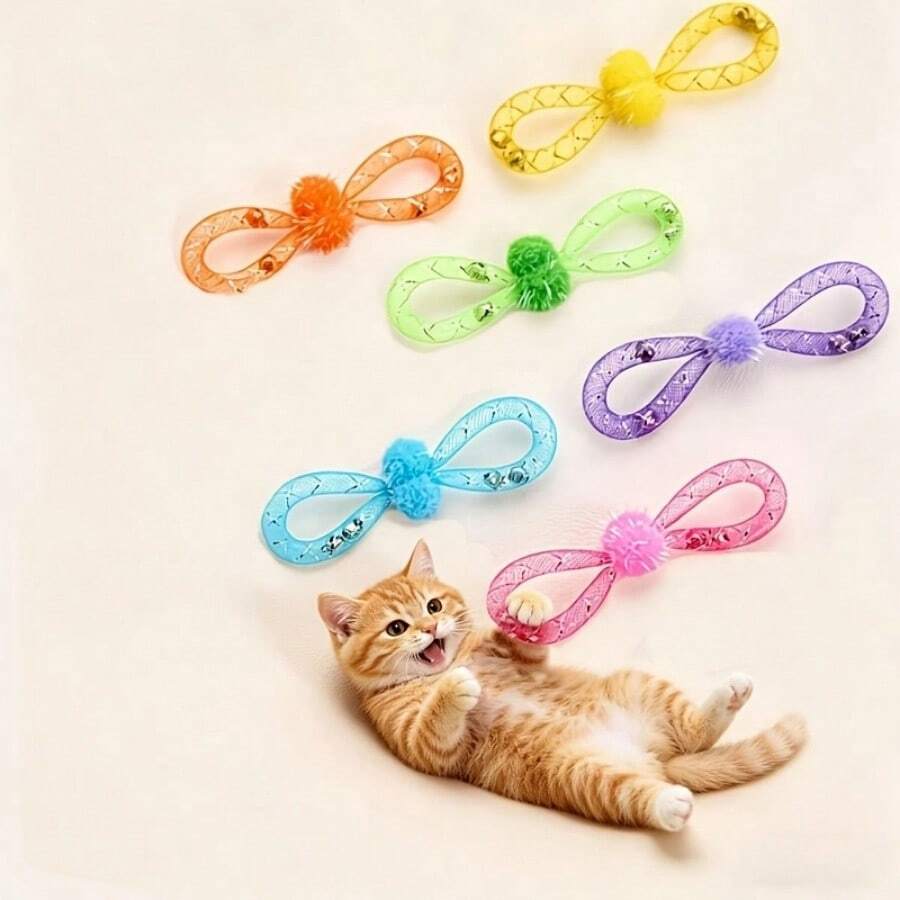 2PCS/4PCS/6PCS Random Color Pet Throwing Toy Cat Toy Pet Interactive Toy Scratch And Bite Resistant Self-Entertainment Boredom Relief Toy With Built-In Bell - View 1