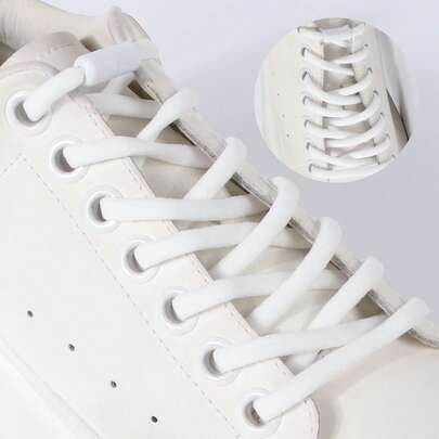 1 paire de lacets élastiques sans nœud, lacets de mode noirs et blancs, convenant aux chaussures décontractées et aux baskets