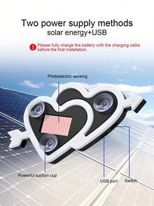 2026 New Solar Powered LED Ambient Light Car Decoration, Heart-Shaped Neon Window Decorative Light, With Automatic Sensor Design, 5 Lighting Modes, Romantic Car Interior Decoration, Suitable For Couples And Female Drivers, Perfect Gift For Female Friends, Mother's Day And Wedding Season - Multicolor - View 9