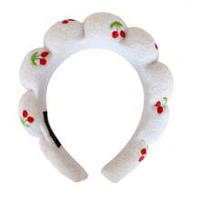 Sweet Cherry Embroidery Puff Cloud Headband, Soft Non-Slip Sponge Headband For Girls' Daily Wear And Skincare - Multicolor - View 14