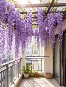30 pièces/20 pièces/1 pièce Glycine artificielle violette premium, brins de vigne de glycine artificielle violette dense en fibre, vigne de glycine artificielle, fleurs artificielles d'extérieur, décoration de fête, décoration de vigne fleurie, décoration intérieure, décoration extérieure, décoration de jardin de cour, convient pour la décoration de mariage, hôtel, fête, fête de jardin, cour, convient pour diverses décorations intérieures et extérieures, toutes saisons, durable et belle - Prune - Voir 8