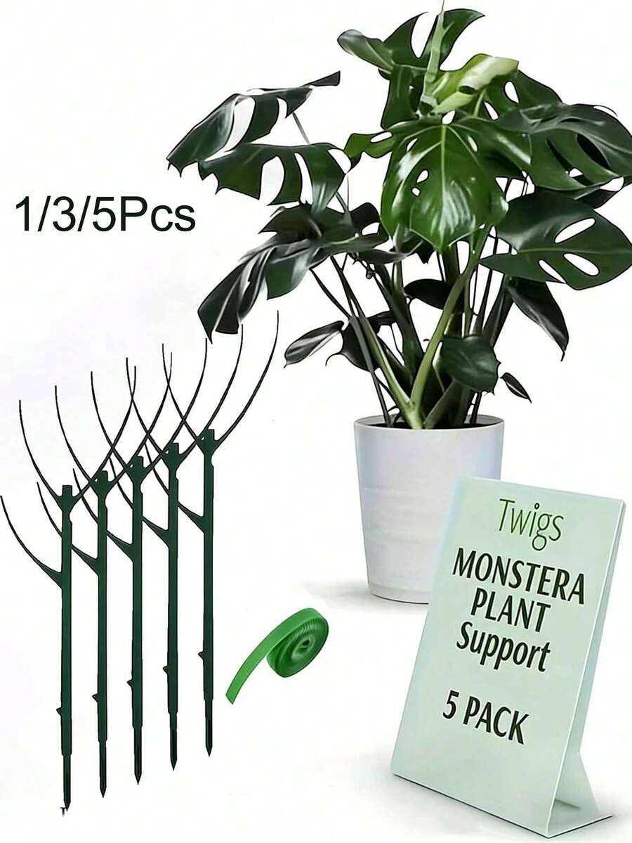 1/3/5組可堆疊塑料植物支撐環，1捲自黏紮帶，可調節植物支撐樁，葉片保護架，蘭花支撐樁，適用於攀爬植物、苔蘚、室內外盆栽花卉