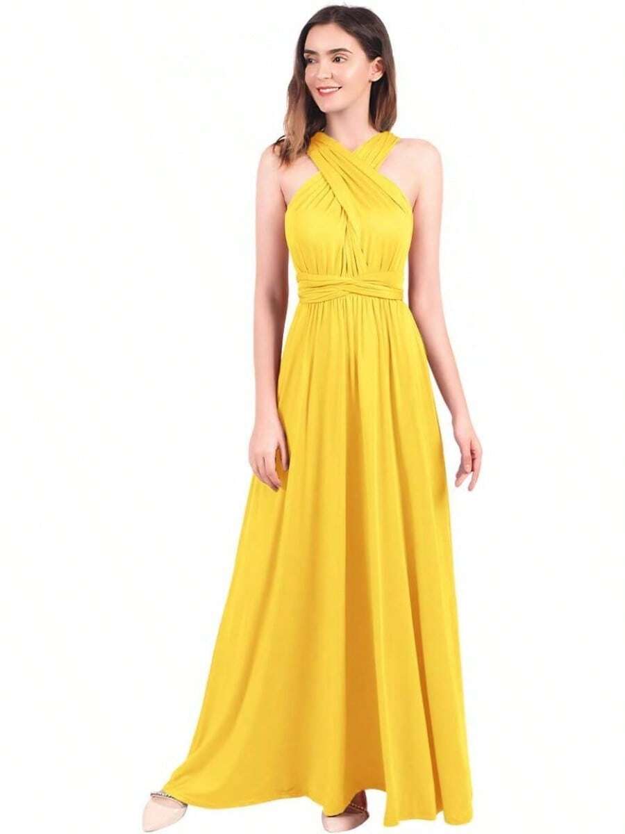 Vestido de Dama de Convertible para Mujer - Amarillo - Ver 1