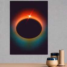 Póster plano 2D, 2D plano, 1 pieza sin marco, Decoración de pintura en lienzo de escena astronómica de eclipse solar total, Adecuado para el hogar, jardín, granja y decoración de baño, Decoración de pared, Colgante duradero para el hogar, Regalo de vacaciones - Enmarcado - Ver 3