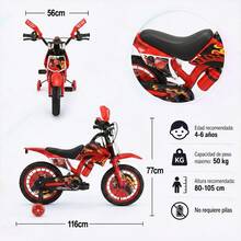 Bicicleta Realista Tipo Moto Para Niños R16 Rodada Con Casco - Rojo - Ver 2