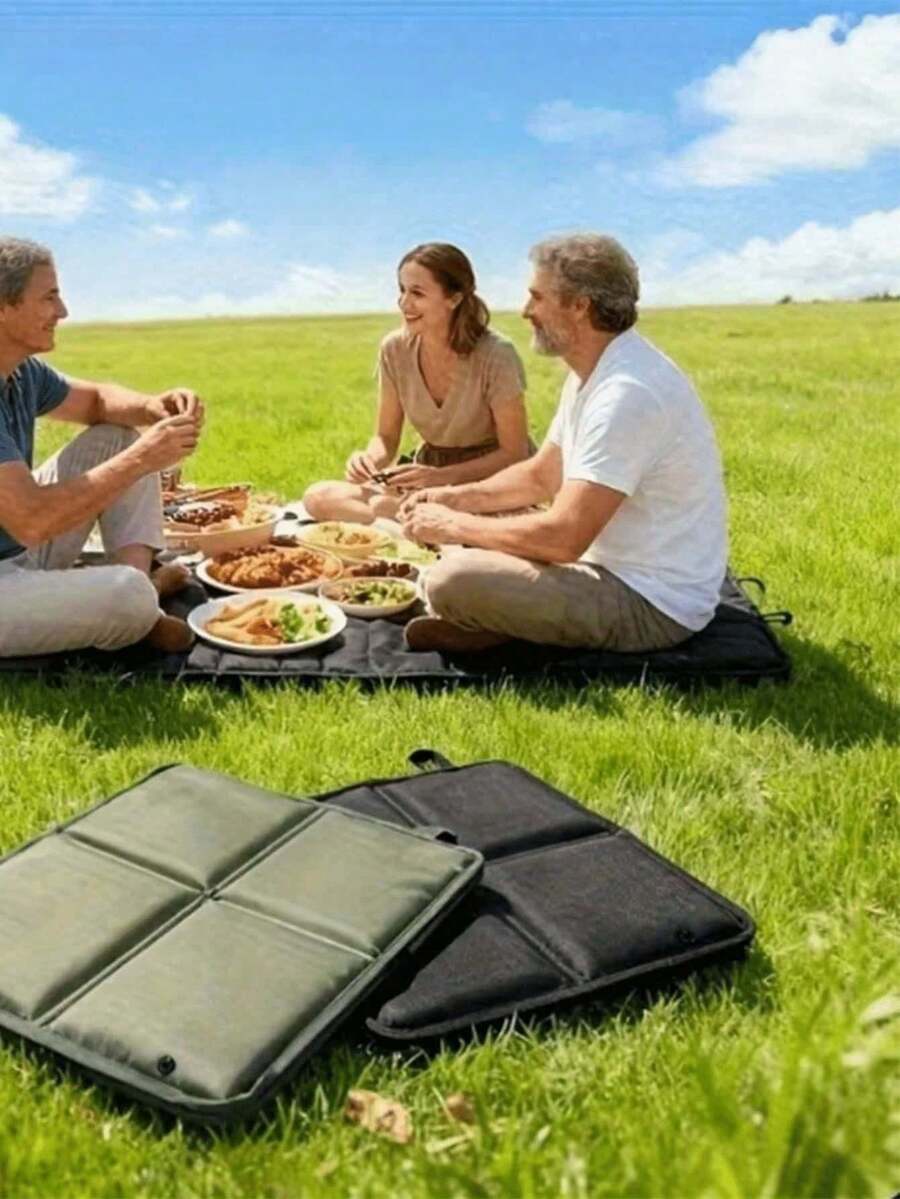 Alfombra de picnic portátil y plegable para exteriores, alfombra pequeña impermeable, adecuada para camping, caza, senderismo, picnic, patrón de unicolor, accesorios de camping, equipo esencial de senderismo, diseño de patrón vibrante, tela, fácil de limpiar