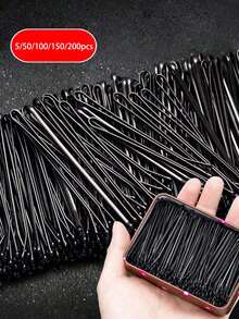 5/50/100/150/200 peças Clipes de cabelo pretos para mulher, clipes laterais, ganchos de cabelo, ganchos de cabelo em forma de U, acessórios de clipes de aço - Multicolorido - Ver 2