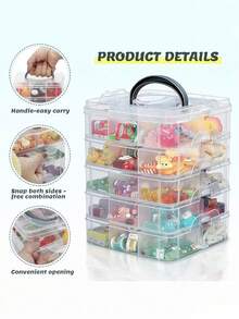 1pc PP Material Baby Hair Accessory Storage Box With Lid And Handle, Transparent Jewelry Box With Compartments, Suitable For Storage And Decoration In Baby Girl's Room - Multicolor - View 4