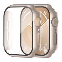 Case Compatible With Apple Watch 40mm 41mm 42mm 44mm 45mm 46mm 49mm 38mm With Tempered Glass Screen Protector, Hard PC Case Overall Protective Cover - Starlight Color - View 11