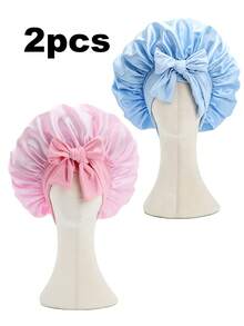 CONFLASS 1件/2件/4件裝 奢華緞面絲綢睡眠帽 - 可調節舒適貼合帶繫帶 - 男女通用夜間護髮 - 彩色 - 查看 6