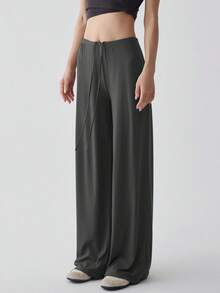 Ctenkevet-Corredores de Yoga de pierna ancha de cintura alta para mujer, pantalones de chándal informales para mujer, pantalones de chándal rectos holgados para exteriores, otoño - CK9211-Azul marino - Ver 8