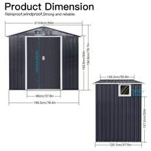 7x4.3ft Metal Garden Sheds Outdoor Storage Sheds Coal Grey With Window - Grey1 - View 3