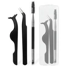 MONKIDS 3pcs Eyelash Tweezers & Brush Set With Storage Box, Includes Pointed Curved Tweezers, False Eyelash Curler And Eyelash Brush, Eyelash Extension And Grooming Tools - Multicolor - View 14