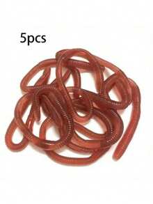 5pcs/Set Realistic Rubber Worms, Lifelike Fake Worms For Pranks, Party Favors, Halloween Props, Suitable For Teens And Adults 14+ Years Old - A - View 9