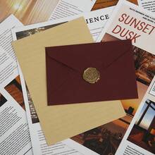 16pcs Multicolor Linen Texture Gift Envelopes With Letter Paper And Wax Seal, Vintage Invitation Envelopes For Cards And Wedding Invitation - A - View 6