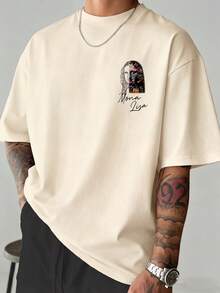 New Plus Size Men's Personalized Artistic Print Short Sleeve T-Shirt | Suitable For Summer Wear | Comfortable And Breathable | Leading Fashion - Apricot - View 3