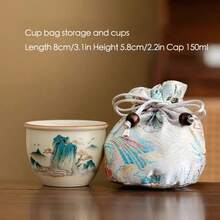 Traditional Ru Kiln Ceramic Tea Cup, Ice Crackle Glaze, Health-Preserving Kung Fu Tea Cup, Single Cup, Handmade, Chinese Tea Set, Home And Office Decor - Multicolor - View 10
