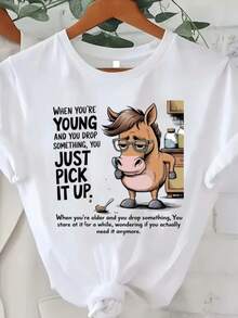Men's Funny T-Shirt With 'When You're Young' Saying - Ultra Soft, Breathable, Moisture-Wicking, Crew Neck, With A Humorous Saying, Casual Summer And Year-Round Wear, Ad - 黑 - 查看 1
