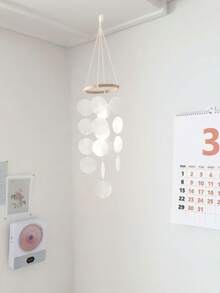 1-Piece Natural Shell Wind Chime Art Bohemian-Style Hanging Dreamcatcher Room Decoration Gift With Zen Charm And Soft Tones - White - View 1