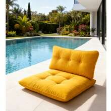 Premium Oversized Floor Pillow With Back Support - Indoor & Outdoor Versatile Seating - Soft Touch - Yellow - View 2