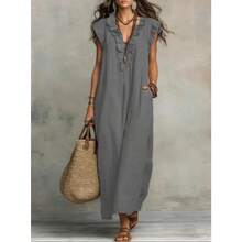 2026 European And American Spring And Summer New Bohemian Flying Sleeves And Ground Length - Grey - View 1