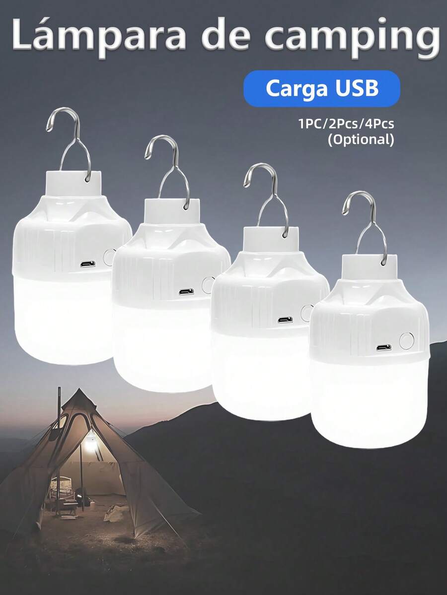 4pcs/2pcs/1pc Multi-Function LED Bulb Camping Light, Super Bright USB Rechargeable Tent Lamp, Suitable For Camping Gear, Emergency Use And Yard Decoration