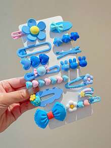 14/28pcs Fresh Sweet Girl Style Cartoon Cute Hair Clips, Suitable For Girls. Flower/Rabbit/Star/Heart/Bow Multi-Style Design, Non-Damaging Hair Accessories, Bangs Clips Side Clips Flyaway Clips, Versatile Daily Accessories - Multicolor - View 2