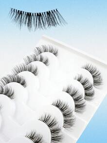 10 Pairs Half-Eye False Eyelashes, Natural Fluffy Winged Eyelashes With Transparent Band, Reusable, Suitable As Gifts For Women And Girls - 黑色 - 查看 6