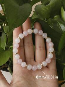 YAUKIA 波希米亞風月光石愛之手鍊，海藍寶石與粉晶，清澈保護勇氣珠寶禮物，瑜伽冥想力量與穩定之象徵 - 彩色 - 查看 3
