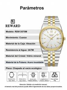 REWARD Men's Quartz Watch Business Fashion Style Calendar Luminous Hands Multi-Functional Wristwatch High Quality Gift Classic Design Stainless Steel Band - Silver and Gold - View 4