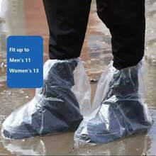10 pares de fundas impermeables para zapatos, fundas desechables de plstico para lluvia, fundas impermeables para botas para exteriores y interiores para hombres y mujeres transparente - inicial - Ver 3
