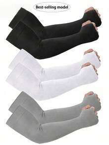 3 đôi găng tay unisex, găng tay nén dành cho nam, găng tay chống nắng unisex, ống tay áo unisex, thích hợp cho trường học, Ngày của Mẹ, thanh thiếu niên, các cặp đôi, hoạt động ngoài trời. - Nhiều màu - Xem 1