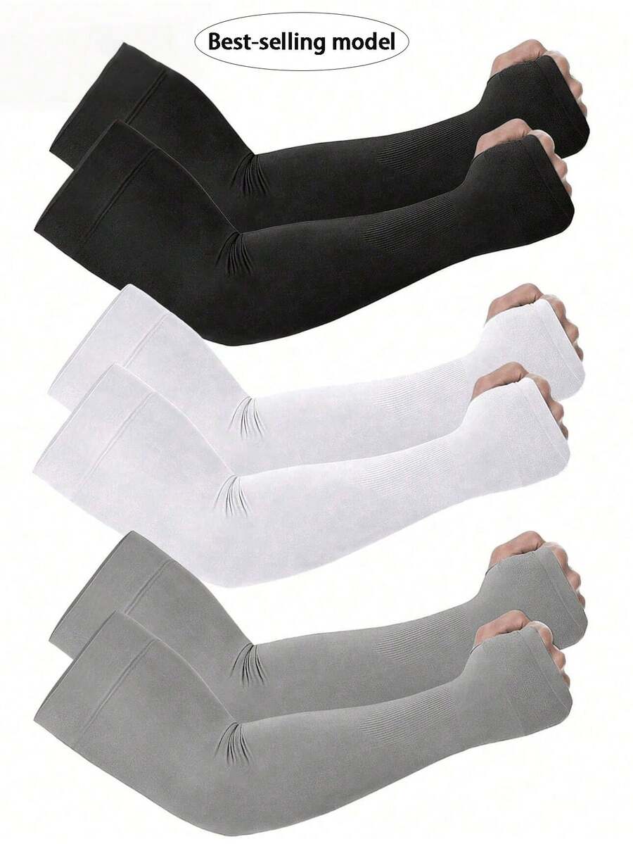 3 đôi găng tay unisex, găng tay nén dành cho nam, găng tay chống nắng unisex, ống tay áo unisex, thích hợp cho trường học, Ngày của Mẹ, thanh thiếu niên, các cặp đôi, hoạt động ngoài trời. - Nhiều màu - Xem 1