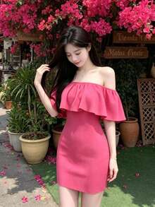 Autumn And Winter New Style Hollow String Inner Dress Women's High-End Light Luxury Sexy Pure Bucket Desire Hot Girl Hip Cover Short Skirt - Pink - View 6