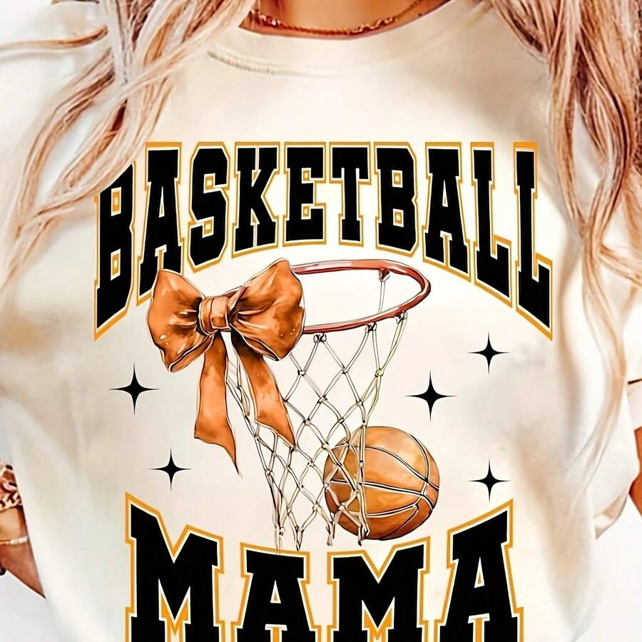 Basketball Mama , Basketball , Basketball Game Day , Basketball Mom Sublimation, Coquette Basketball Shirt Design, Game Day Pure Black Cotton Short Sve T-Shirt Is The Best Gift For , B - 白色 - 查看 1