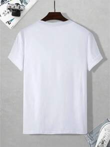 Men's Short-Sleeved Crew Neck T-Shirt, Regular Fit, Casual And Comfortable Fashion For Spring And Summer, Ideal For Leisure Holidays, Men's Clothing As A Gift - 白色 - 查看 4