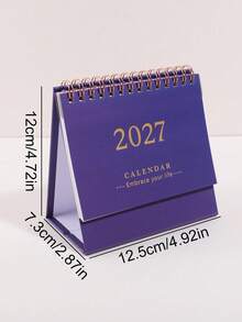 1pc Vertical Flip Cover 2027 Calendar, 10 Colors To Choose From Office Desk Decorations, For Daily Schedule Planning And Important Day Marking, Back-To-School School Supplies For Friends - Single Piece - View 2