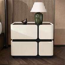Modern Nightstand Solid Wood Bedside Table, High-End Home Master Bedroom Creative Bedside Table Bed Side Tables Bedroom,Mesa De Noche/Bedroom Furniture/Night Stand - Màu trắng kem - Xem 1