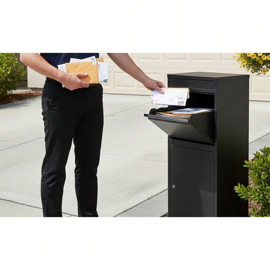 Shoze Oversized Lockable Wall Mount Mailbox, Sturdy Outdoor Post Box With Lock, Large Capacity For Daily Letters, Mails And Multiple Packages Storage For Home & Yard Use - Black - View 1