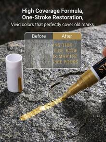 Gold Tombstone Marker Pen | Restore Faded Text On Tombstone Surfaces, Weather-Resistant, Quick-Drying Fine Tip, For Cemetery Maintenance Color Repair, Specifically Designed For Cemetery Maintenance And Inscription Repair - Multiple Styles - View 2