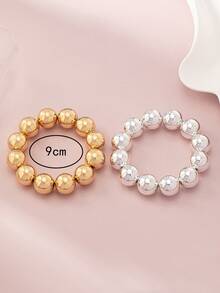 1pc Fashionable Minimalist Personalized Metallic Cool Style & Buddhist Style Ccb Beaded Bracelet - Beaded Bracelet - View 11