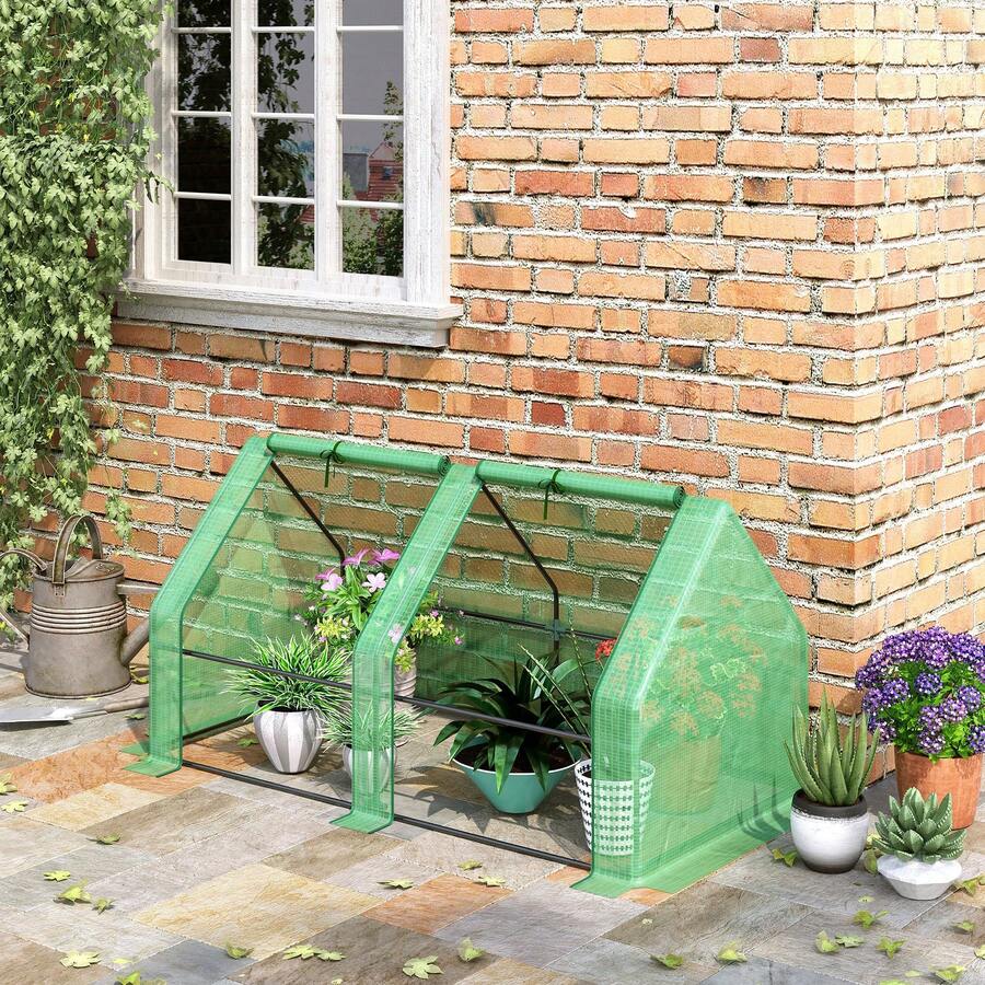 Outsunny 180x90x90cm Greenhouse For Tomatoes And Plants, Sturdy And Weatherproof Cold Frame, Green - Mint Green - View 1