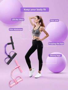 1pc 6-Tube Resistance Band With Handle, Multi-Function Yoga Foot Pedal Stretcher, Suitable For Abdominal/Waist/Arm/Leg Stretching And Shaping Exercises, Applicable For Home/Outdoor/Gym Scenarios - Multicolor - View 8