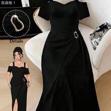 jianchaimaoyi02  Vestido envolvente de unicolor elegante y holgado para tallas grandes, para el verano - Verde Oscuro - Ver 2